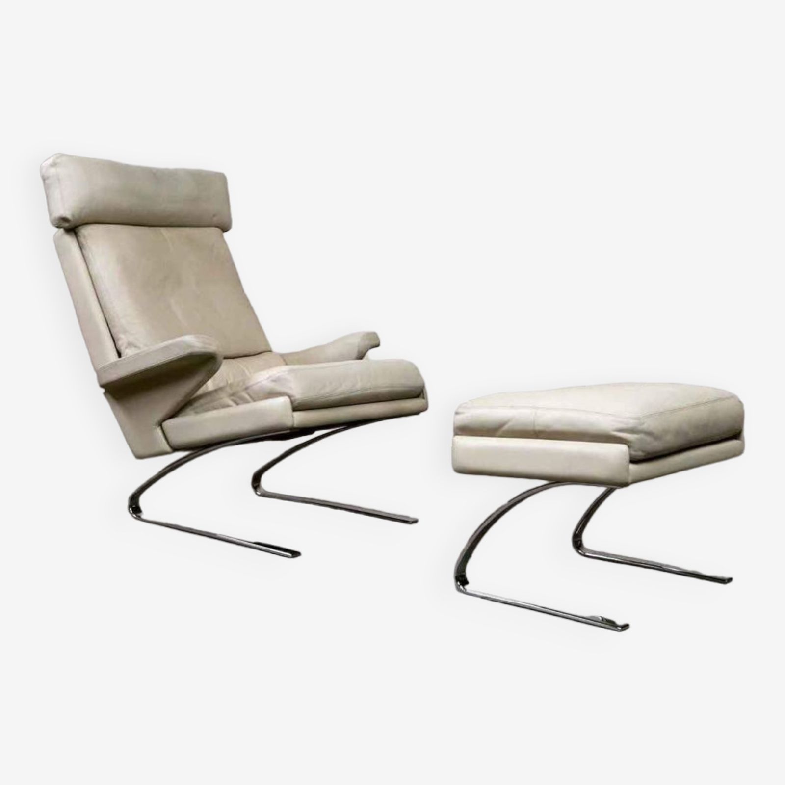 Leather "Swing" Lounge Chair With Ottoman For Cor Germany, 1960's