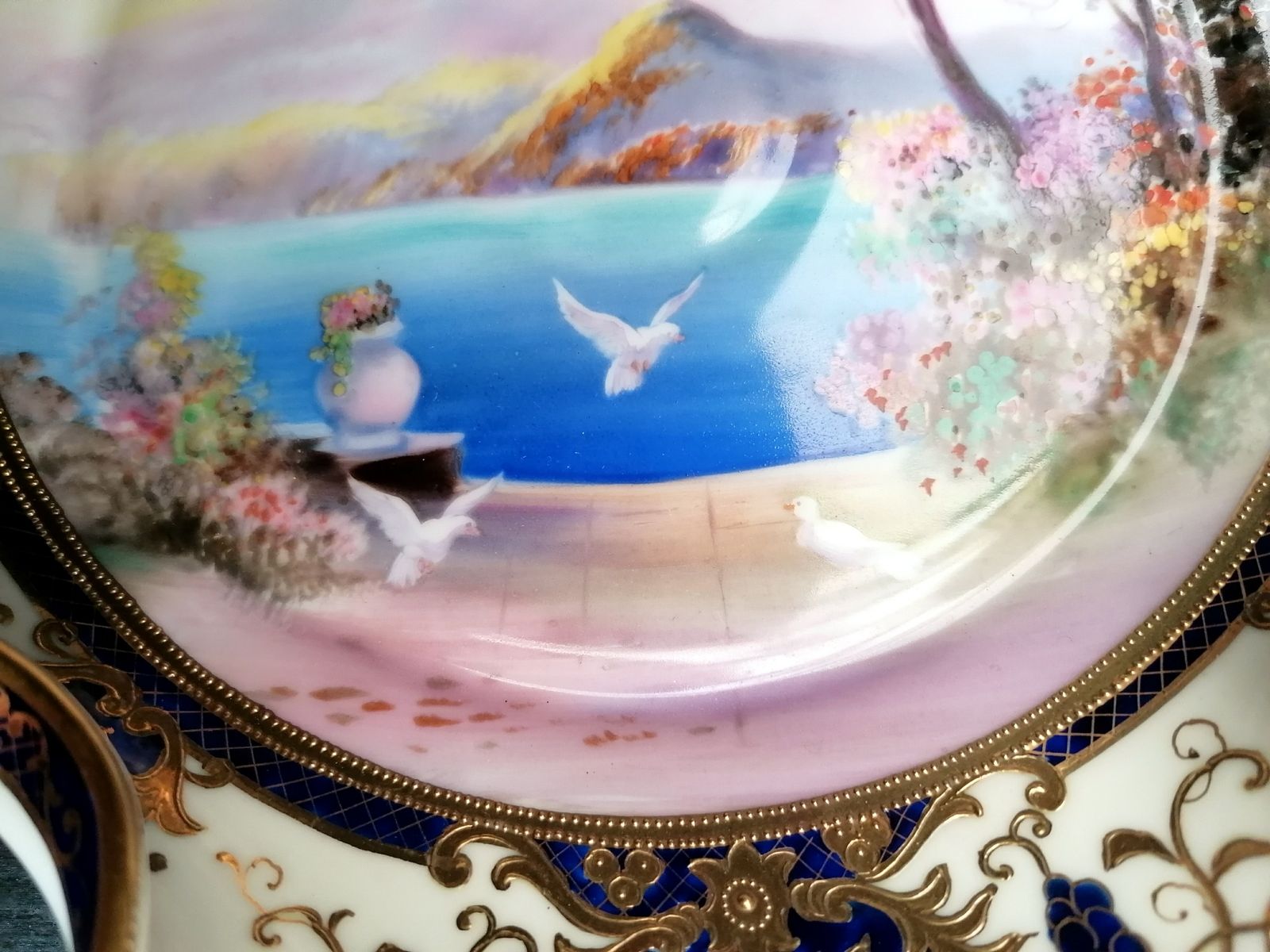 Noritaki Vintage Bon Bon Dish. Stunning Hand Painted, Gold Trim. Rare! Ref 5044 photo Art
