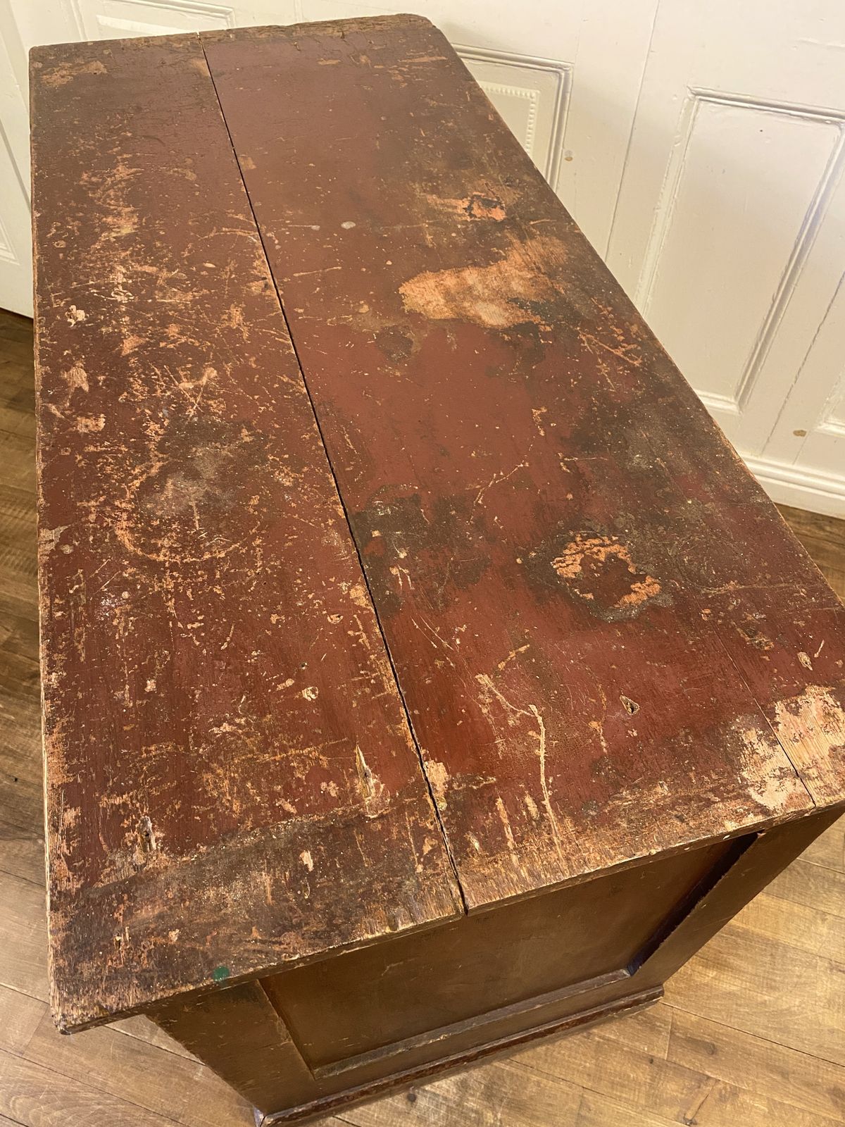 Furniture Antique 1880s Kneehole Desk In Original Beautiful Time Worn Paint. photo