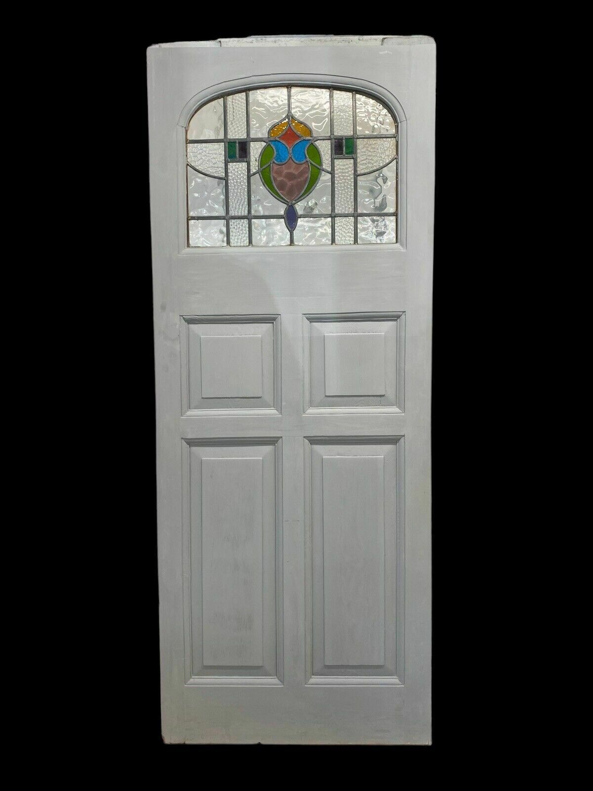 Art Deco Front Door Period Stained Glass Old Reclaimed Antique Lead Wood 20s 30s