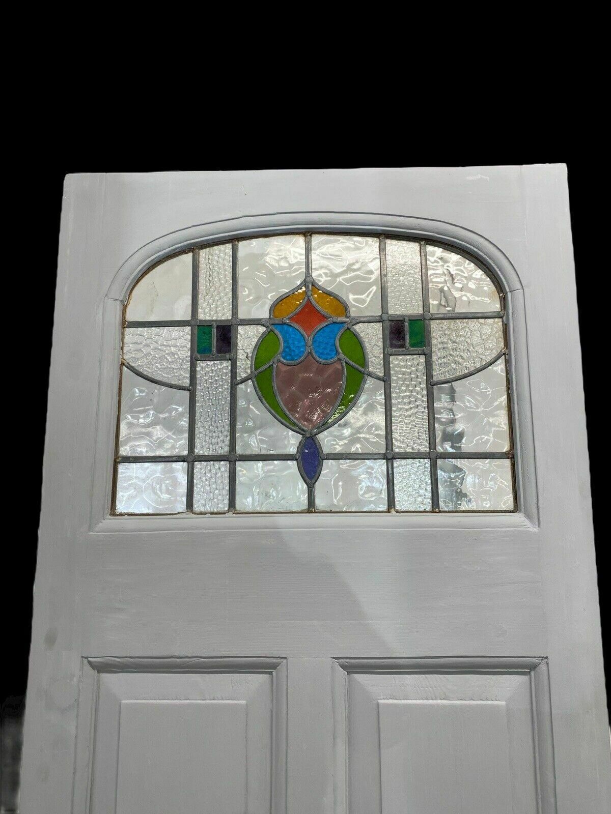 Art Deco Front Door Period Stained Glass Old Reclaimed Antique Lead Wood 20s 30s photo furniture