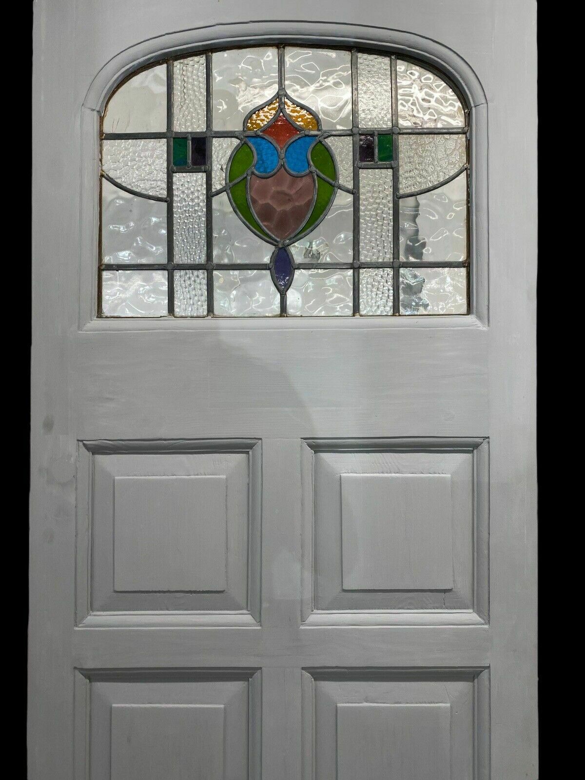 Art Deco Front Door Period Stained Glass Old Reclaimed Antique Lead Wood 20s 30s photo for sale