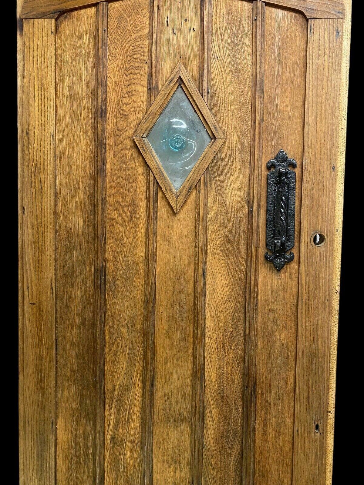 Solid Oak Front Door Old Period Antique Reclaimed Hardwood Hand Blown Glass photo Home Fixtures