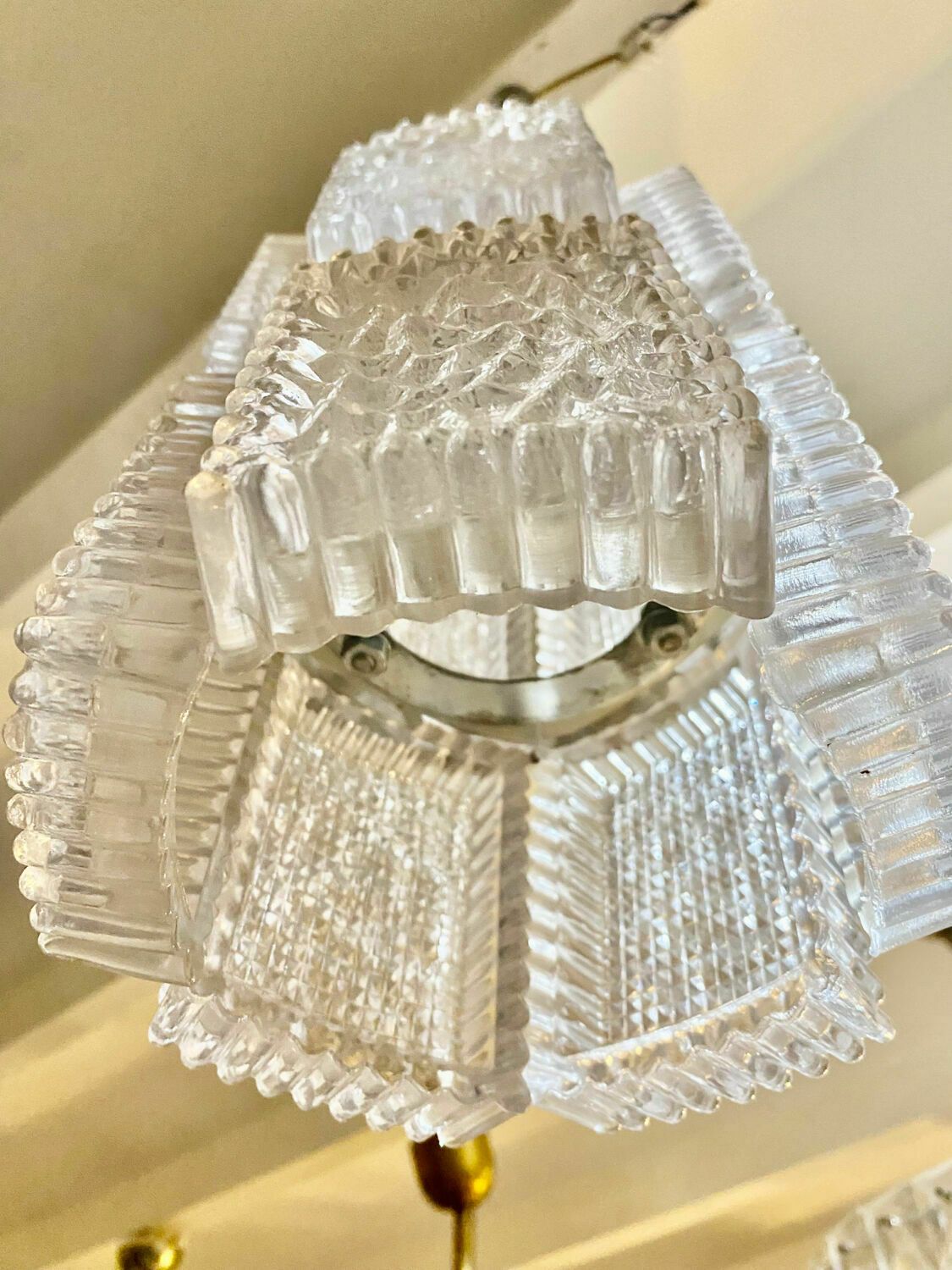 Chandelier By Kaiser Leuchten, Frosted Glass, Germany 1960 photo Lighting