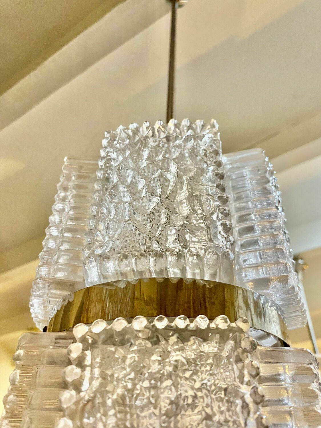 Chandelier By Kaiser Leuchten, Frosted Glass, Germany 1960 photo 350.0