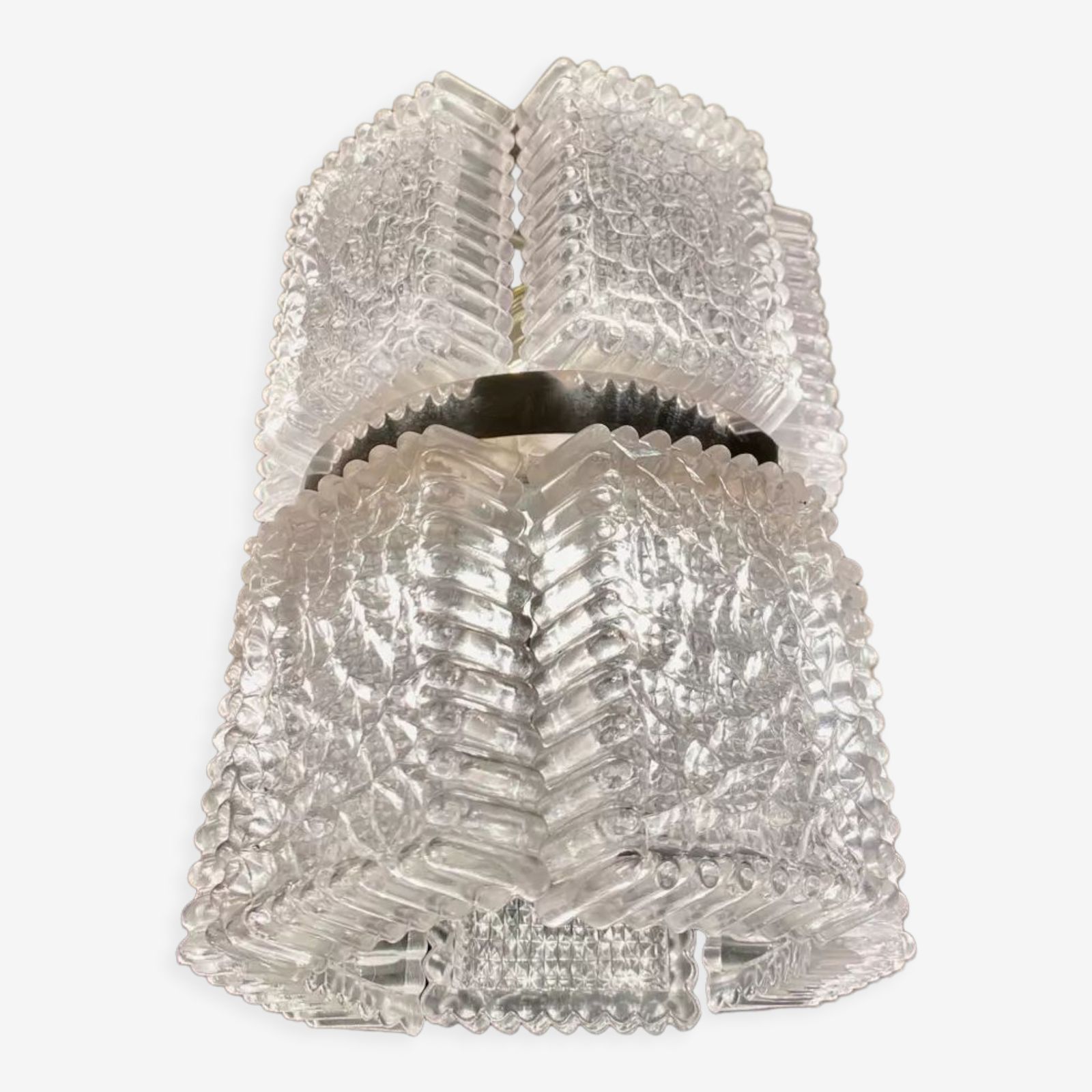 Chandelier By Kaiser Leuchten, Frosted Glass, Germany 1960 photo buy