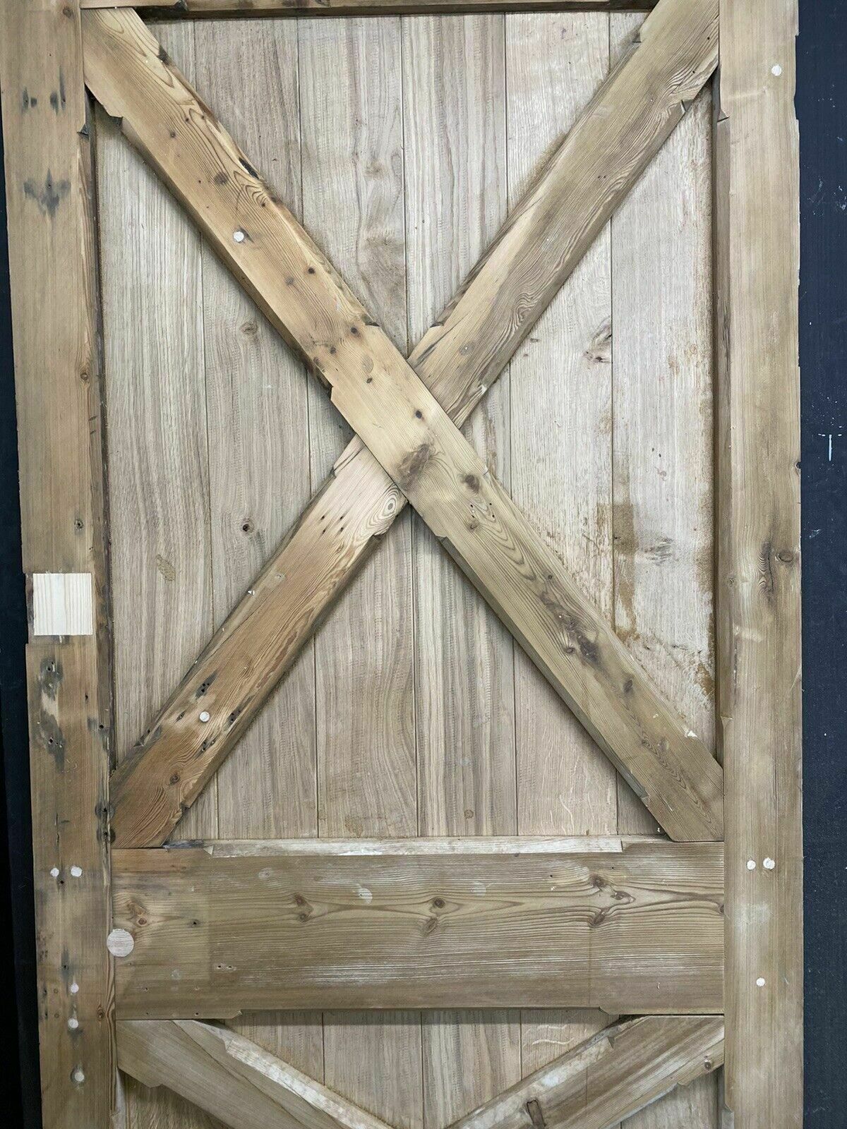 Home Fixtures Large Solid Oak Front Door Antique Period Reclaimed Old Wood Metal Cast Iron photo