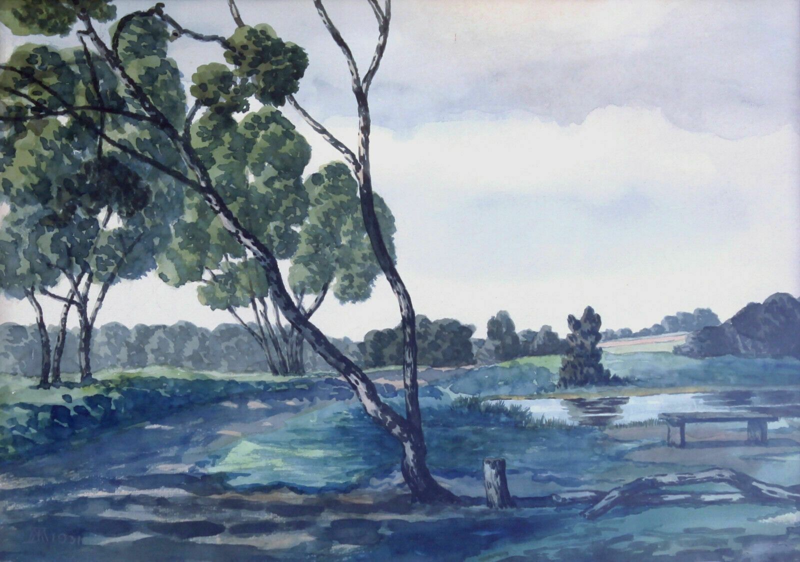 Watercolour Of A Countryside Landscape. photo furniture