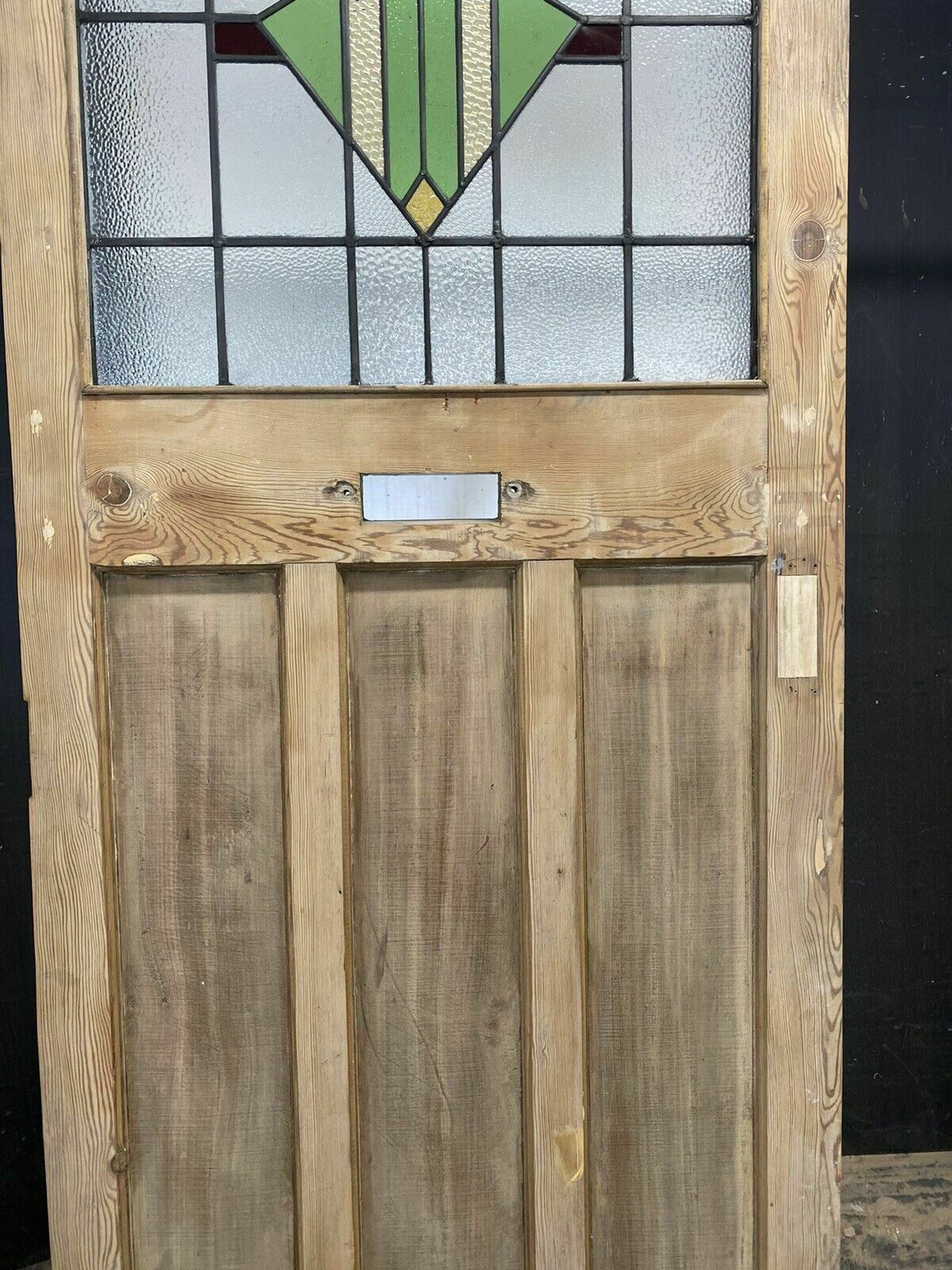 Home Fixtures Art Deco Front Door Period Stained Glass Old Reclaimed Antique Lead Wood 20s 30s photo