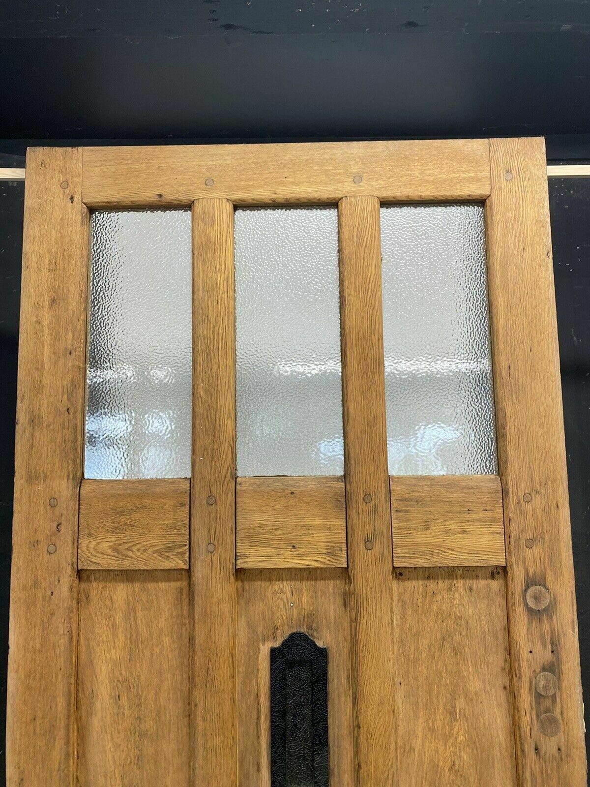 Solid Oak Front Door Old Period Antique Reclaimed Hardwood Glazed Cast Iron Oils photo furniture