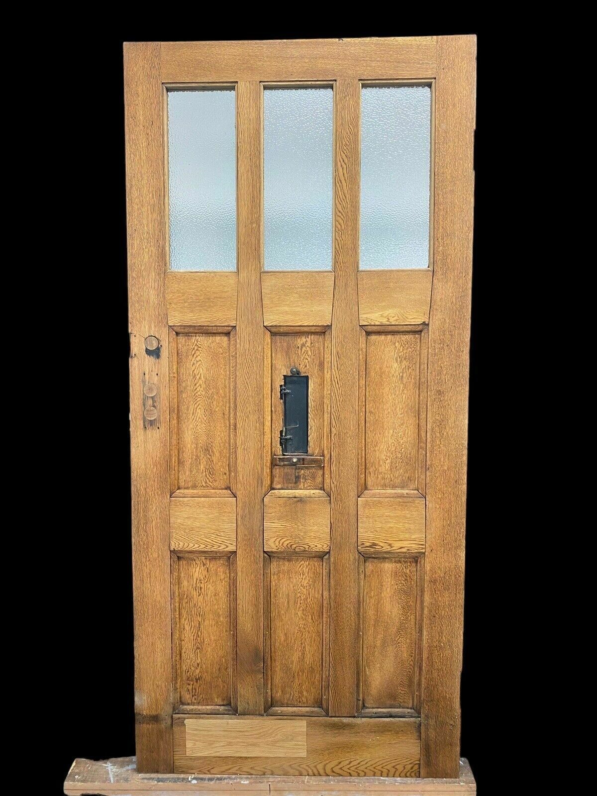 photo furniture Solid Oak Front Door Old Period Antique Reclaimed Hardwood Glazed Cast Iron Oils