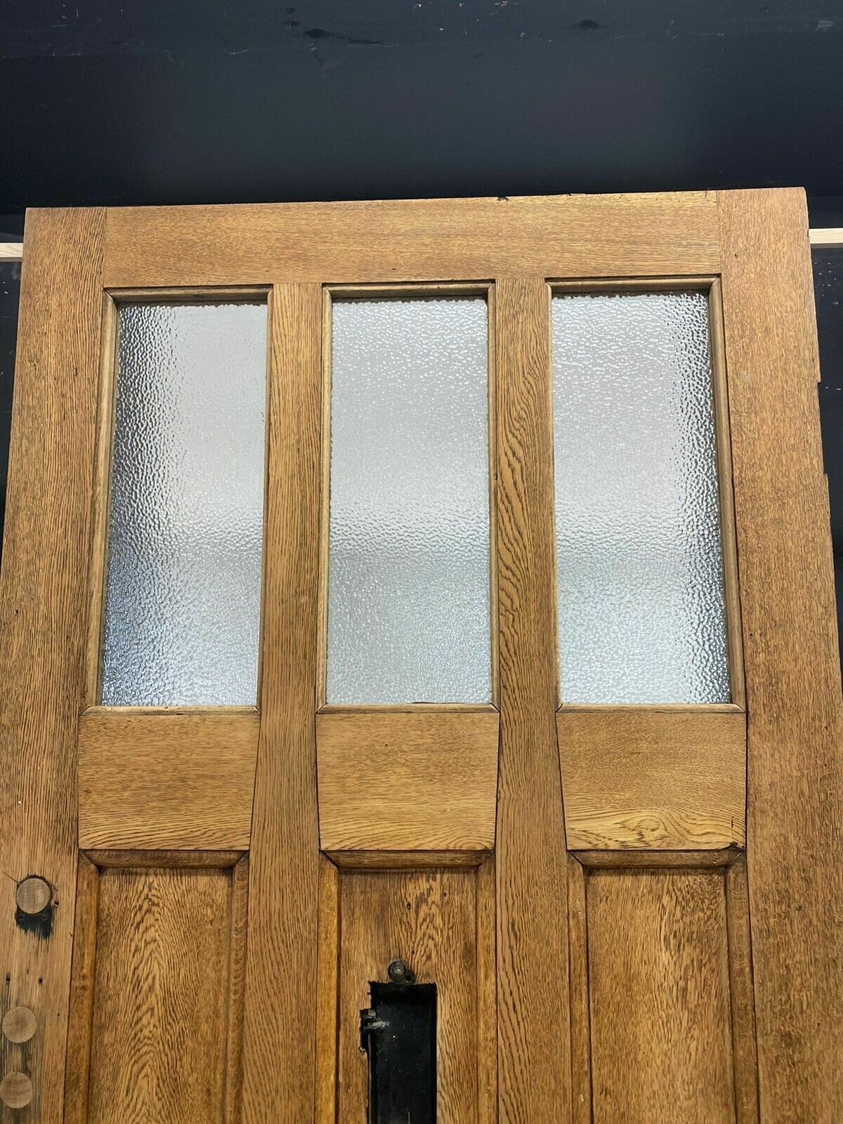 photo for sale Solid Oak Front Door Old Period Antique Reclaimed Hardwood Glazed Cast Iron Oils