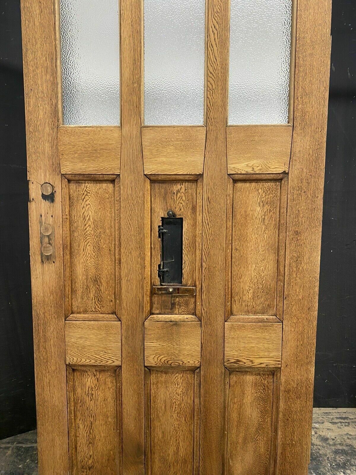 1711.0 Solid Oak Front Door Old Period Antique Reclaimed Hardwood Glazed Cast Iron Oils photo