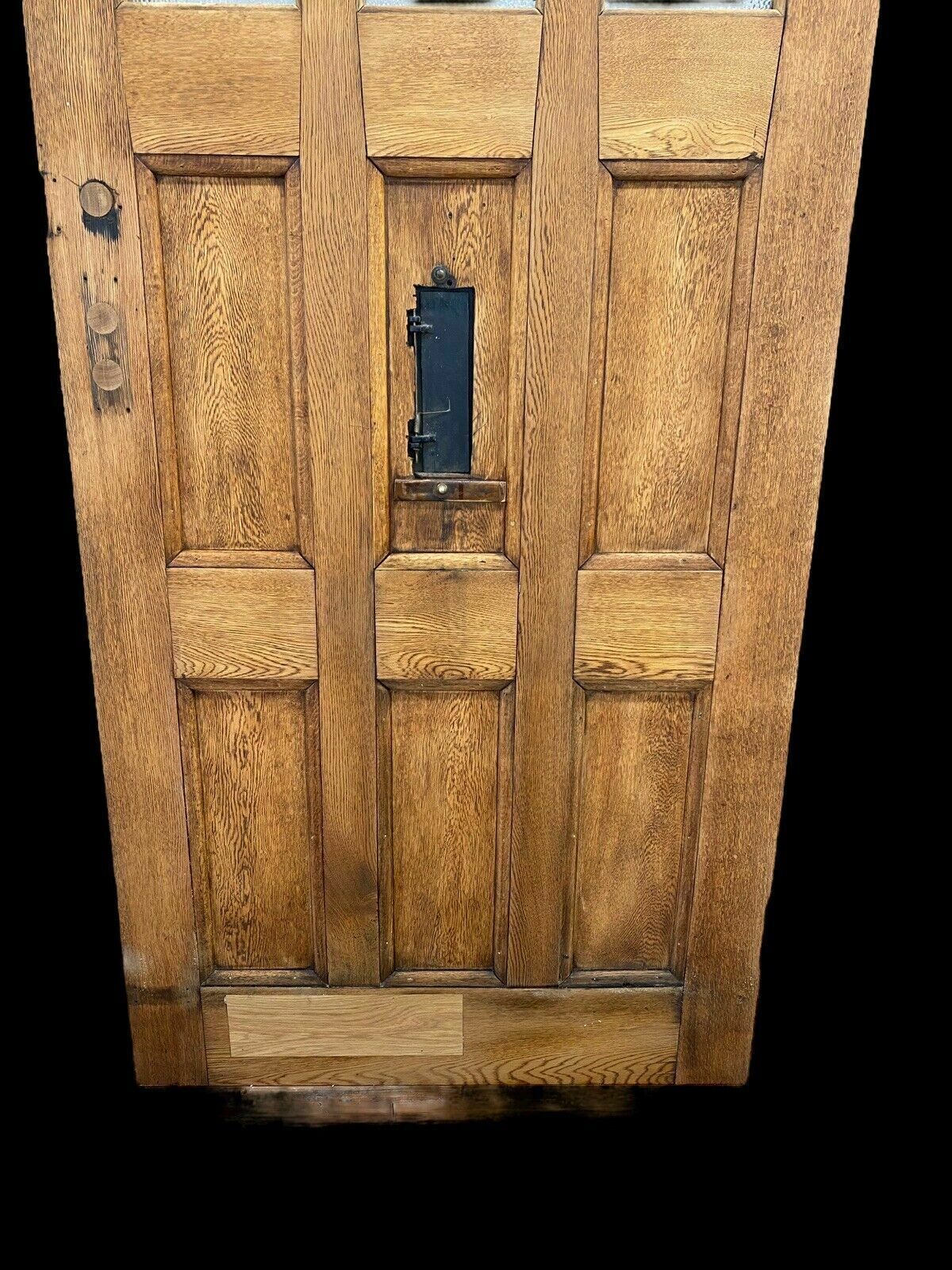 photo vinterior Solid Oak Front Door Old Period Antique Reclaimed Hardwood Glazed Cast Iron Oils