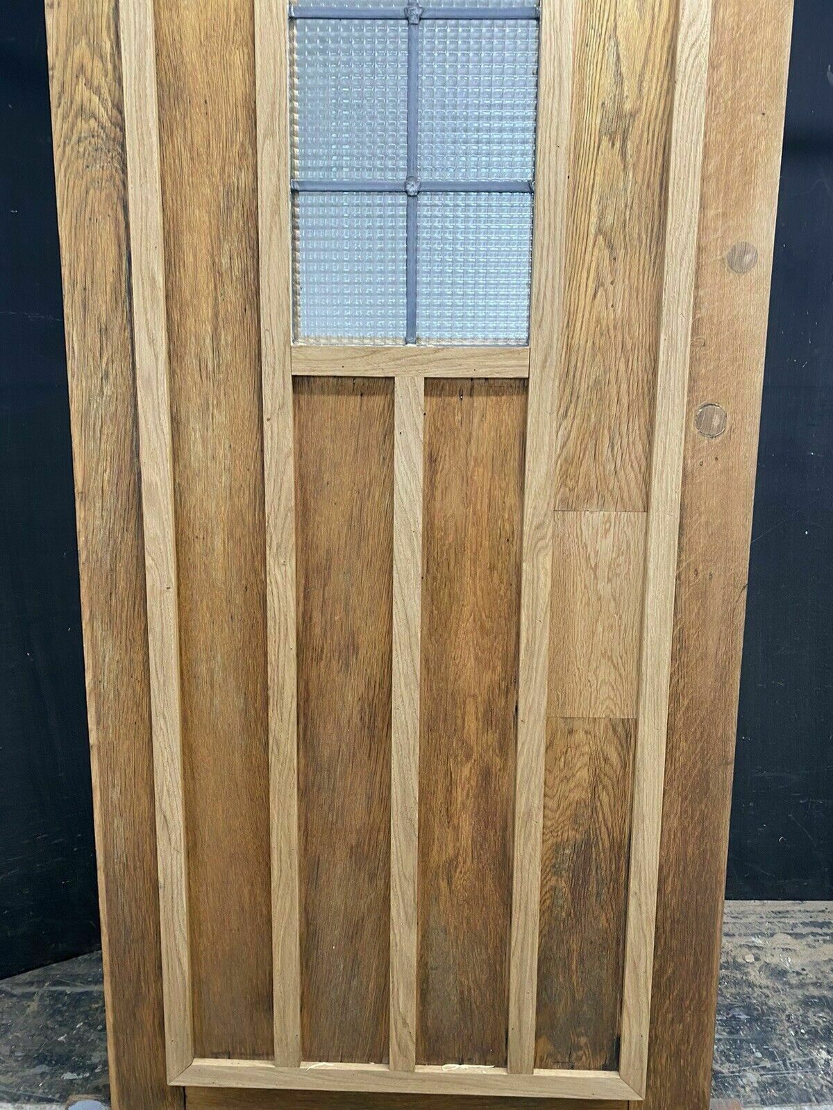 Tall Solid Oak Front Door Old Period Antique Reclaimed Hardwood Glazed Lead photo Home Fixtures