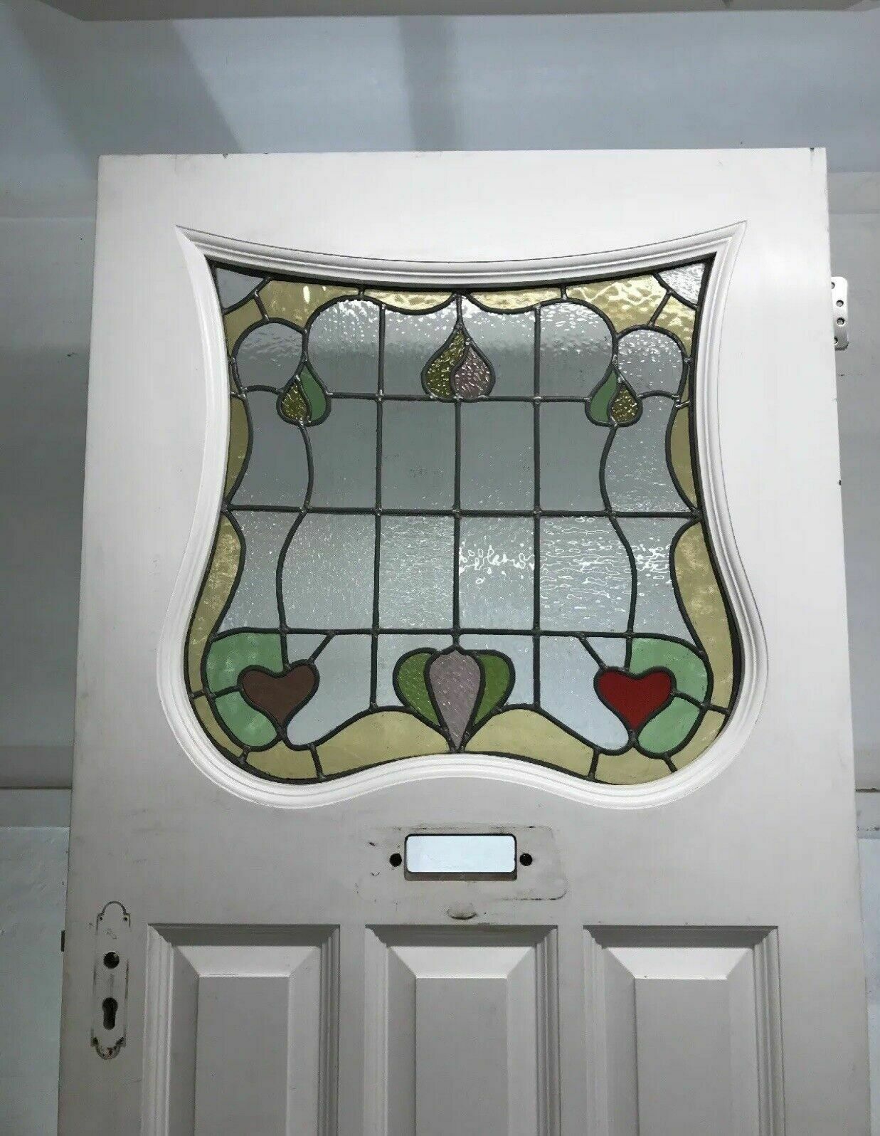 Large Art Deco Stained Glass Front Door Wood Reclaimed Old Period 20s 30s Leaded photo furniture