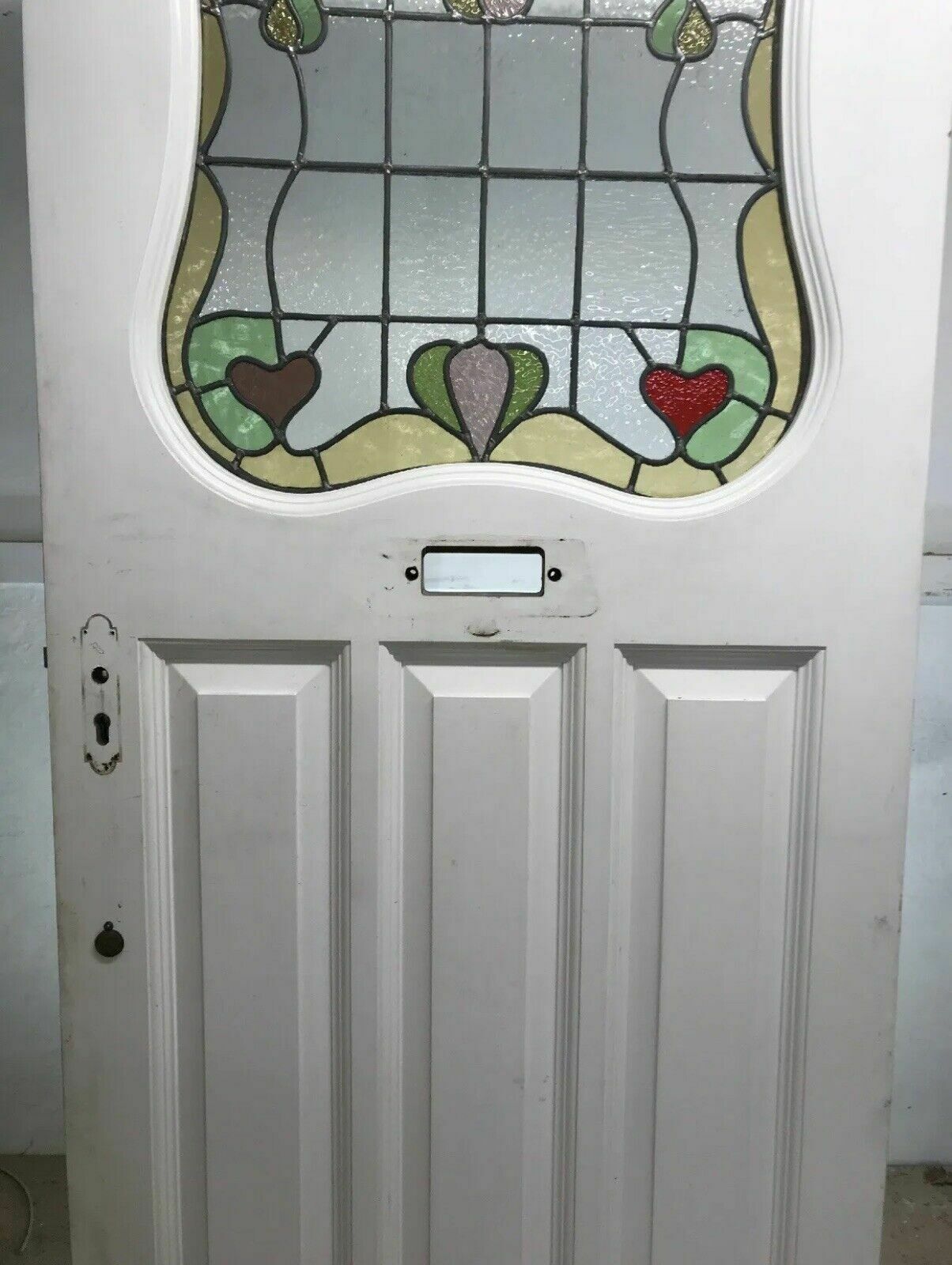 Large Art Deco Stained Glass Front Door Wood Reclaimed Old Period 20s 30s Leaded photo for sale
