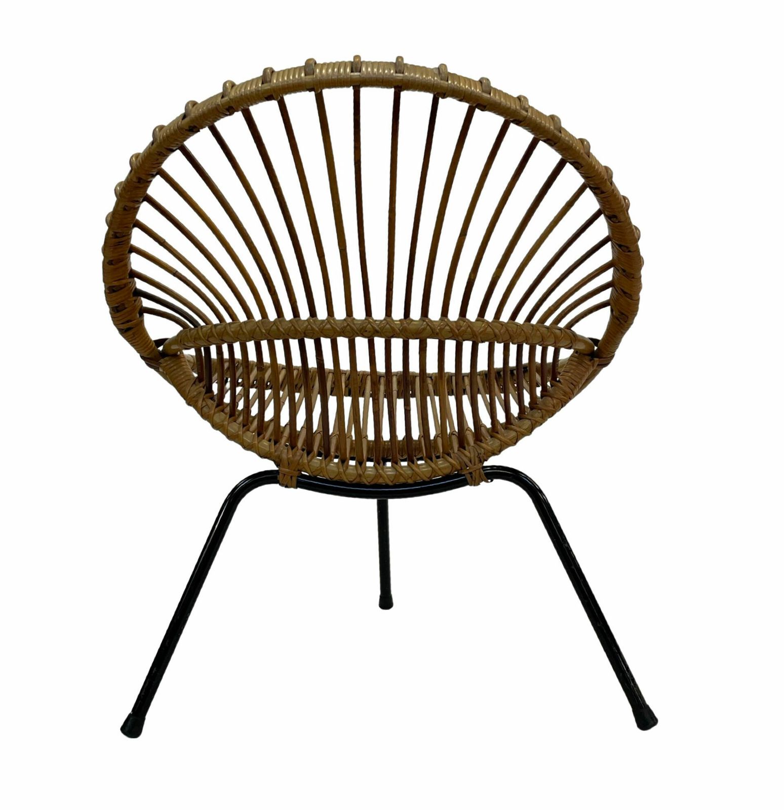 Tripod Rattan Easy Chair By Dirk Van Sliedregt Rohe Noordwolde 1960 In The Netherlands photo for sale