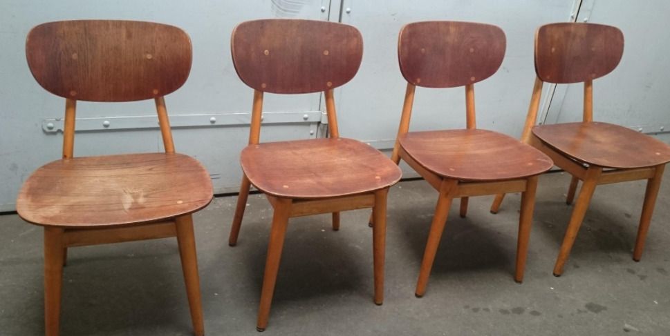 Set Of 4 Sb13 Lounge Chairs & Table By Cees Braakman For Pastoe, 1950 S,. photo Furniture