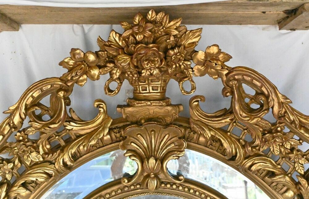 Large French Gilt Mirror Oval Cherub Frame Louis XVI photo Home Decor