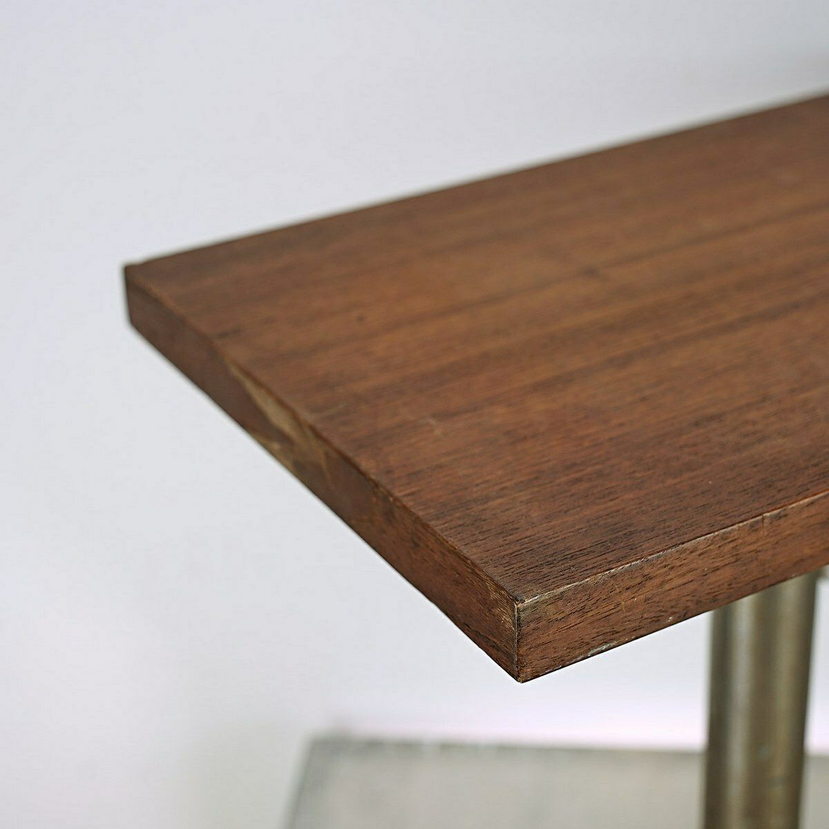 70s Coffee Table With Heavy Metal Base And Teak Wood Top photo 510.0