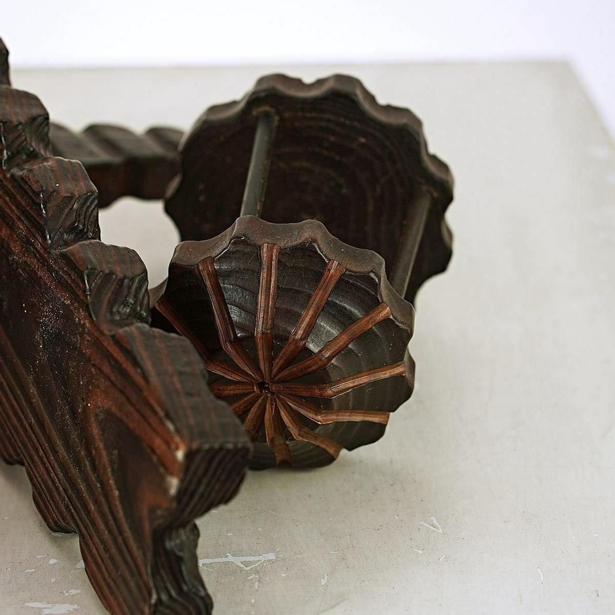 Pair Of Vintage Wood Carved Candle Holder Appliques photo Home Decor