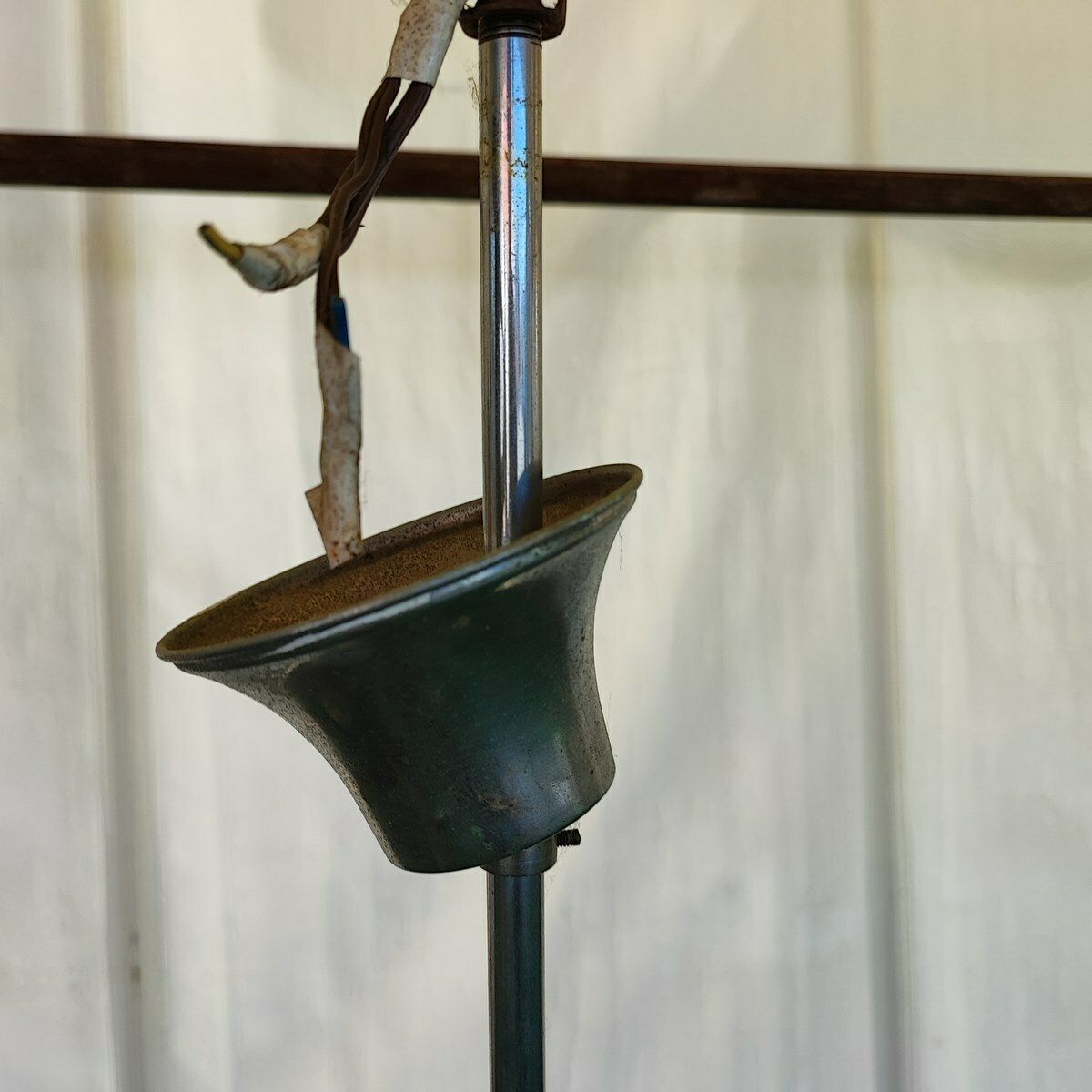 70s Chandelier With Silk Screened Glass Details photo vinterior