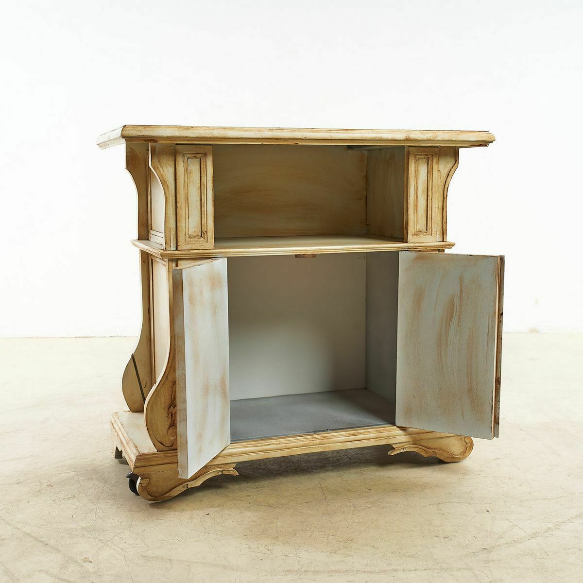 Cabinet, Tv Stand Shabby White With Dark Brown Shades photo for sale