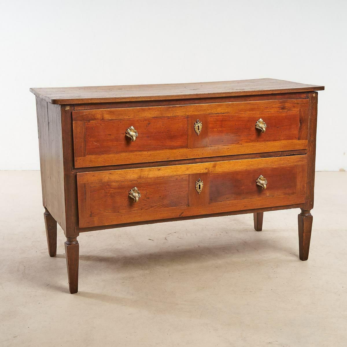 Louis XVI 2 Drawer Dresser In Walnut And Cherry