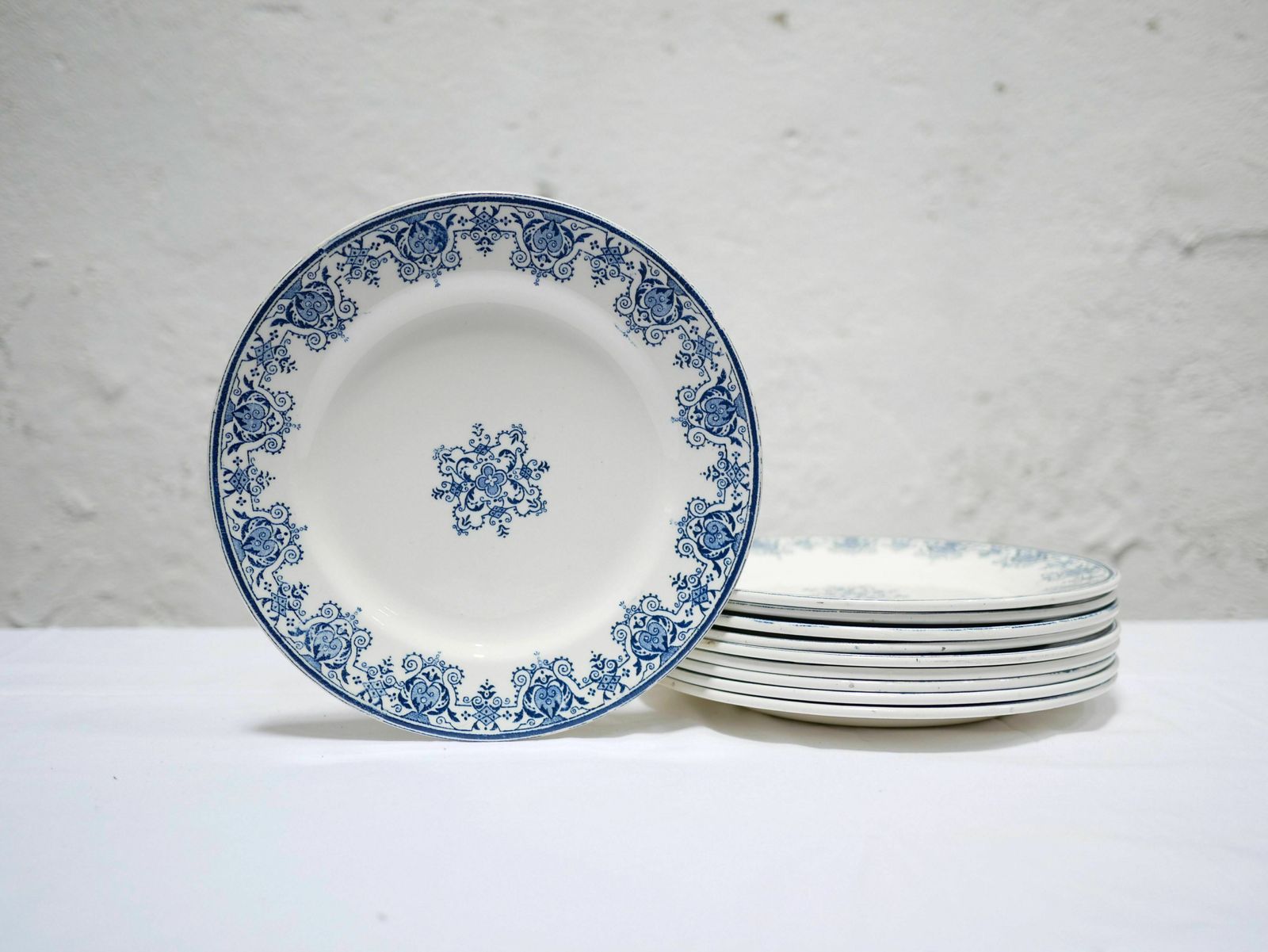 Series Of 10 Old Terre De Fer Plates By L.G. For The Earthenware Factory Of photo furniture