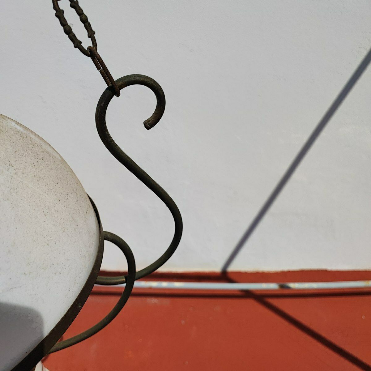 photo for sale Chandelier In White Opaline Glass And Metal From The 30s And 40s