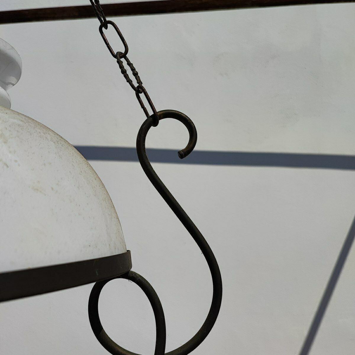Lighting Chandelier In White Opaline Glass And Metal From The 30s And 40s photo