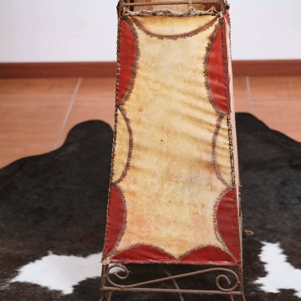 Ethnic Lamp In Painted Leather And Iron photo buy