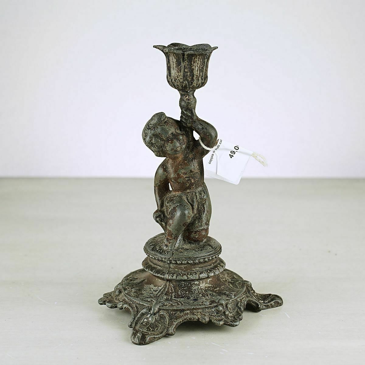 Pair Of Metal Candelabra Cherubs