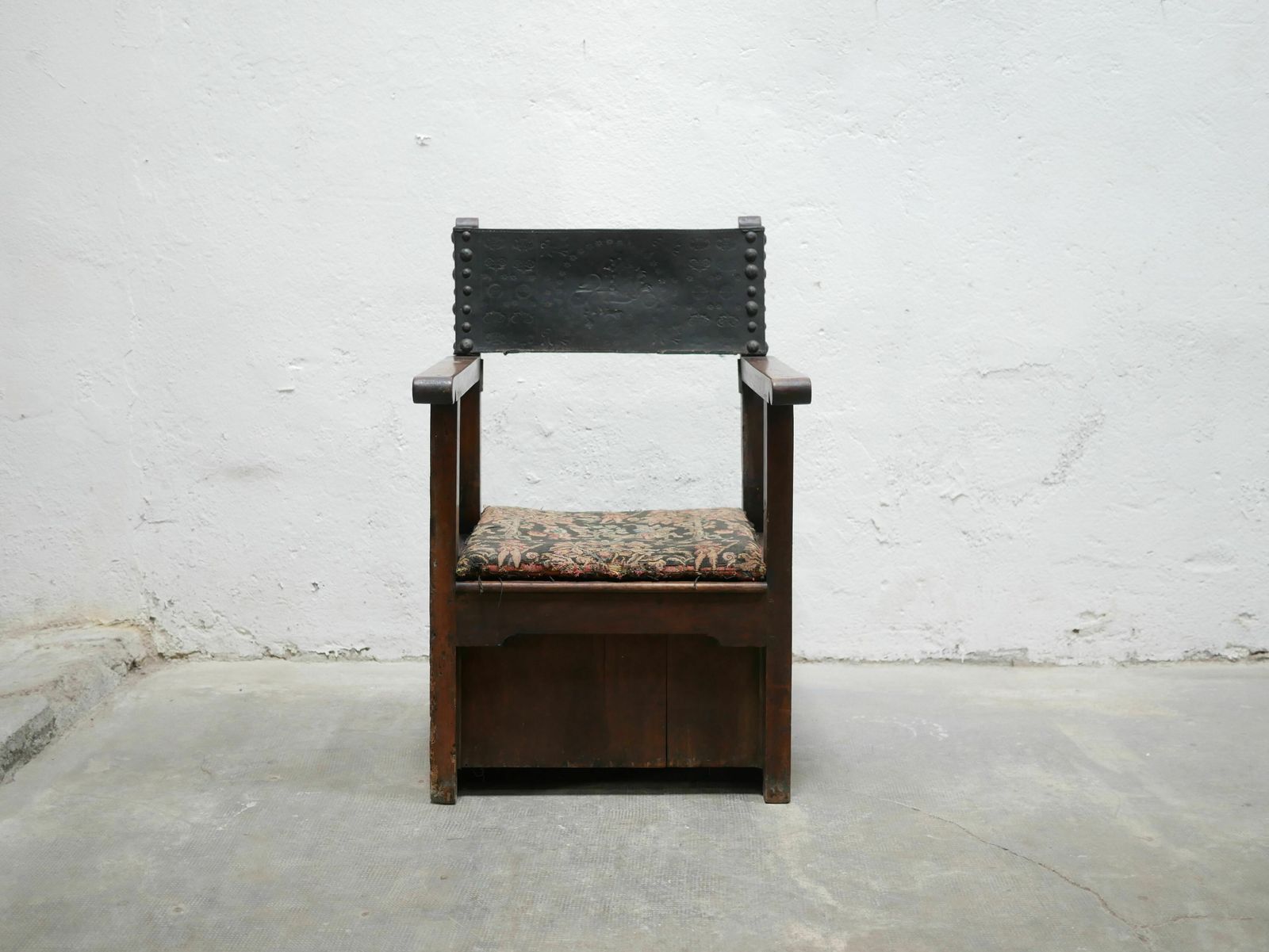 Wooden Chest Armchair, XIX Th, 1800s photo for sale