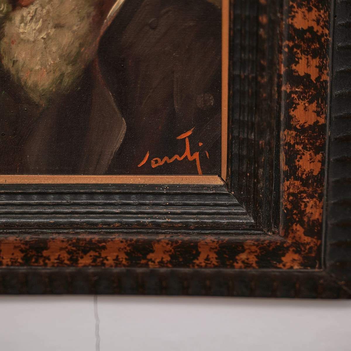 Painting Depicting Alpine , Work On Wood  Firmate Santi photo for sale