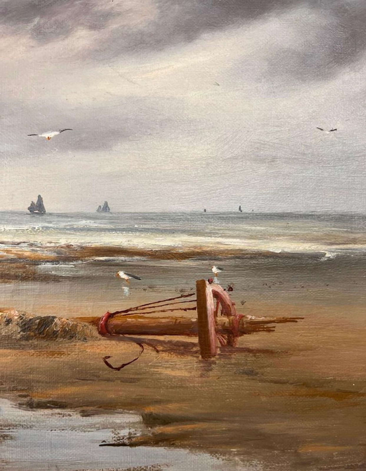 Oil On Canvas Of The North West British Coast, “The Shipwreck” By Joseph Eaman, 1895 photo Art