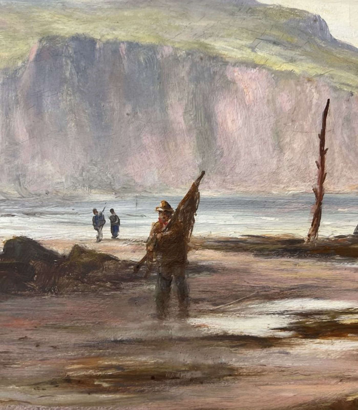 Oil On Canvas Of The North West Coast Of Britain, “The Cocklepickers” By Joseph Eamans, 1895 photo Art
