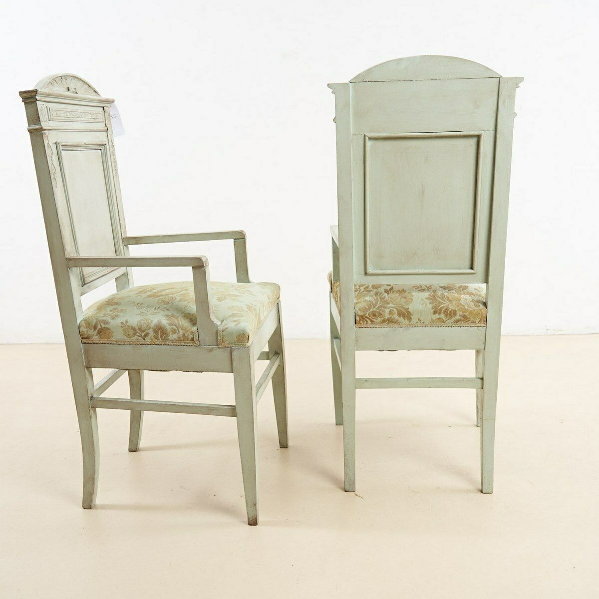 Pair Of Vintage Chairs In Mint Green And Brownish Shades photo Furniture