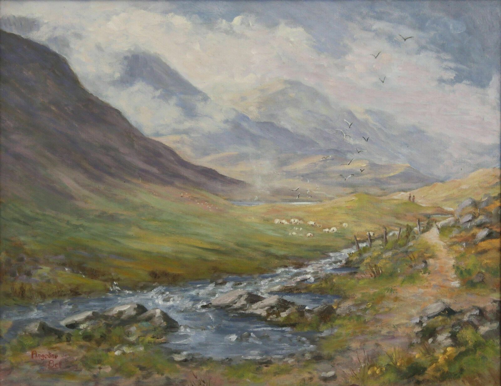 Oil On Board By Angeline Bell. Titled "Morning Light Styhead Pass" photo furniture