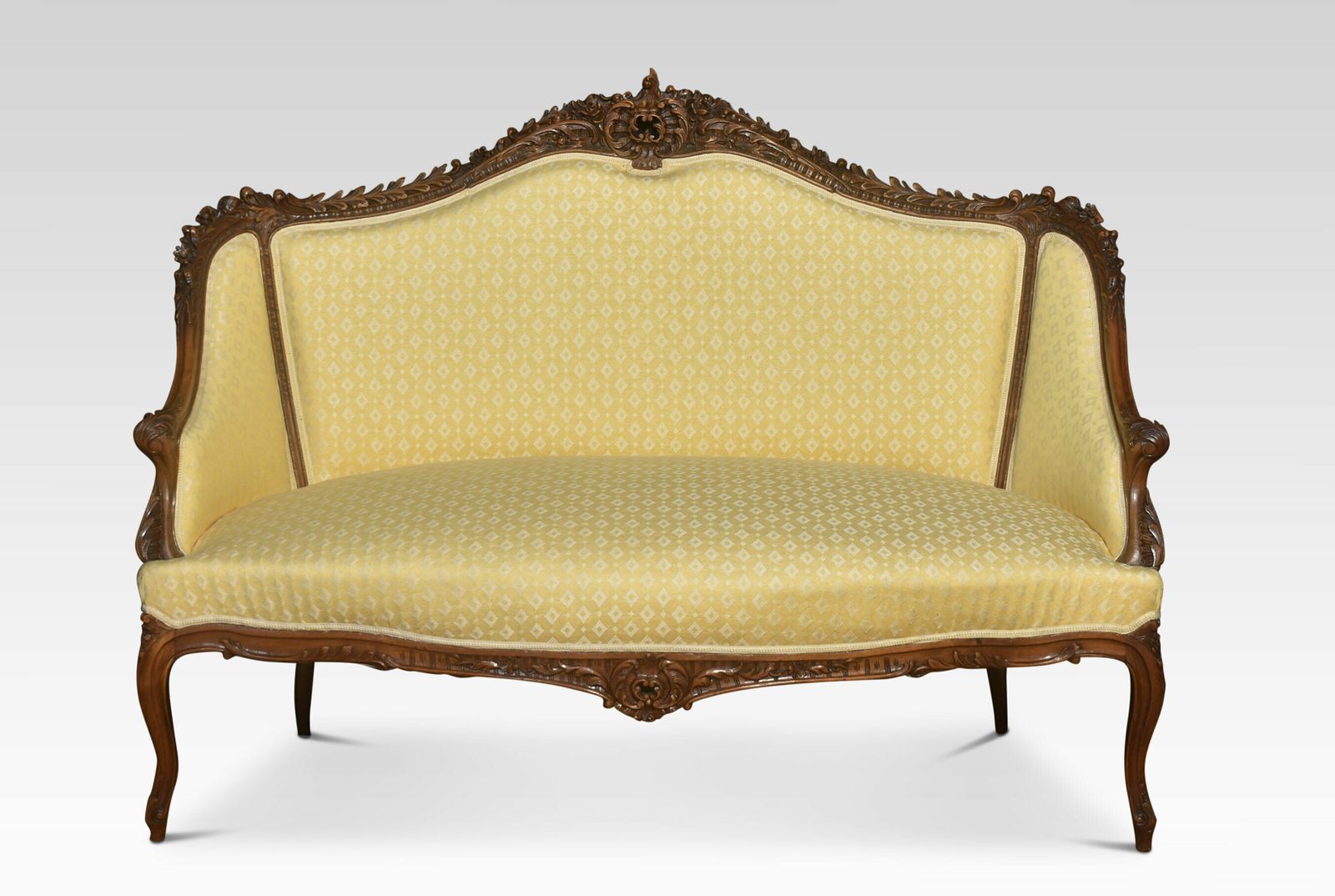 Walnut Framed Two Seater Settee