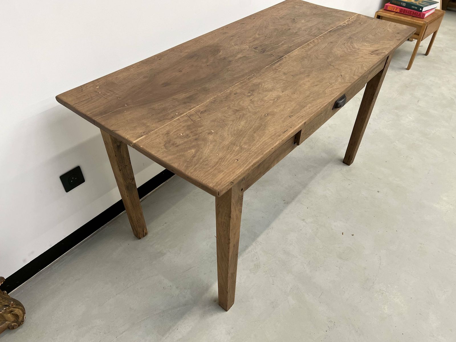 Small Walnut Farm Table With Spindle Legs photo Furniture