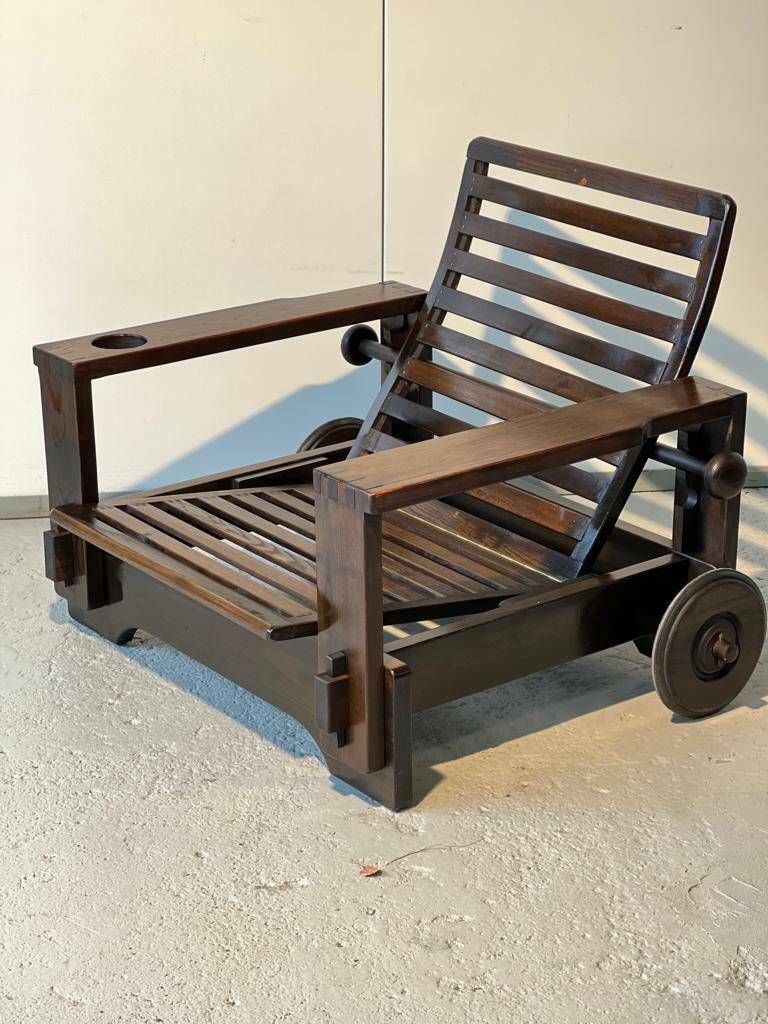Wooden Armchair With Its Ottoman 1965 photo furniture