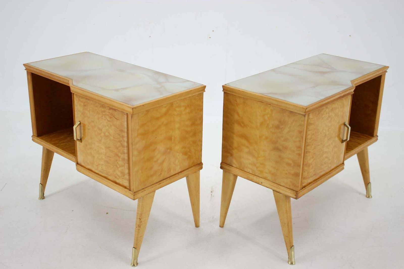 photo for sale 1960s Pair Of Italian Bedside Tables In High Gloss Finish