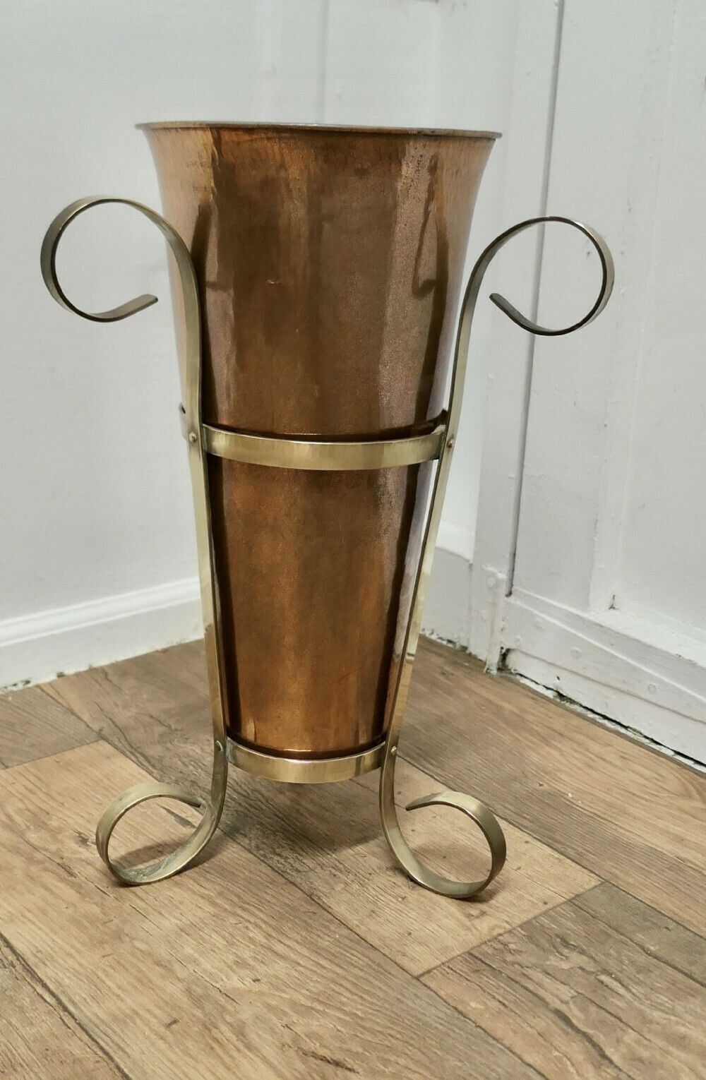 Arts And Crafts Copper And Brass Umbrella Stand