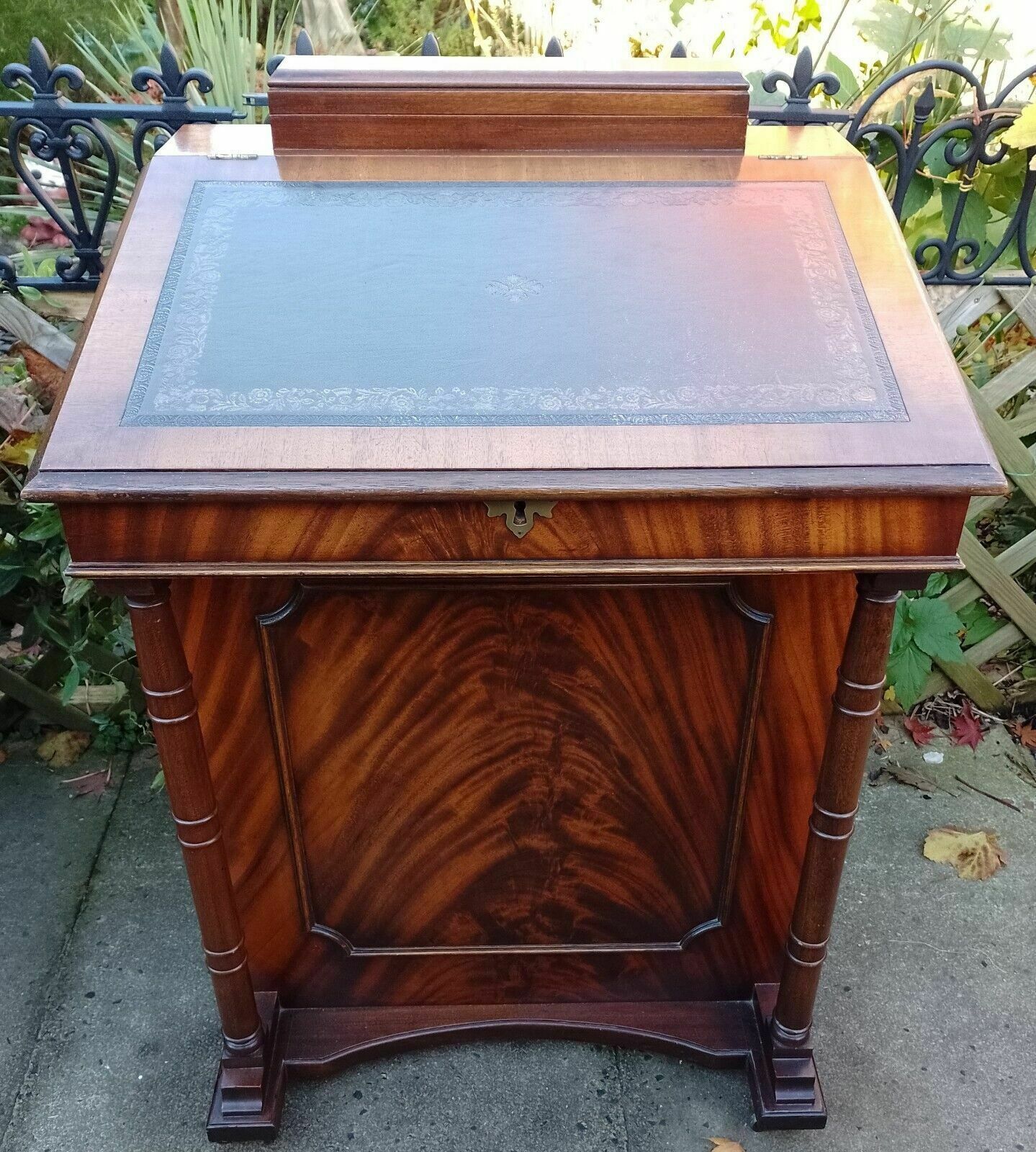 Quality Antique Regency Revival Flame Mahogany Davenport Bureau Desk Leather Top photo buy