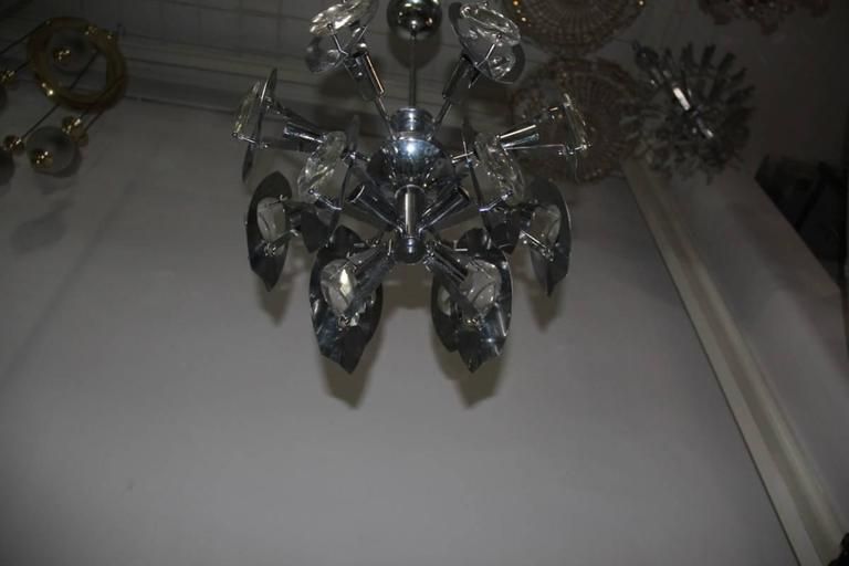 Esperia Sculpture Chandelier Steel And Glass, 1970s Oscar Torlasco photo Lighting