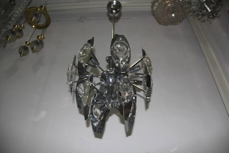 Esperia Sculpture Chandelier Steel And Glass, 1970s Oscar Torlasco photo buy