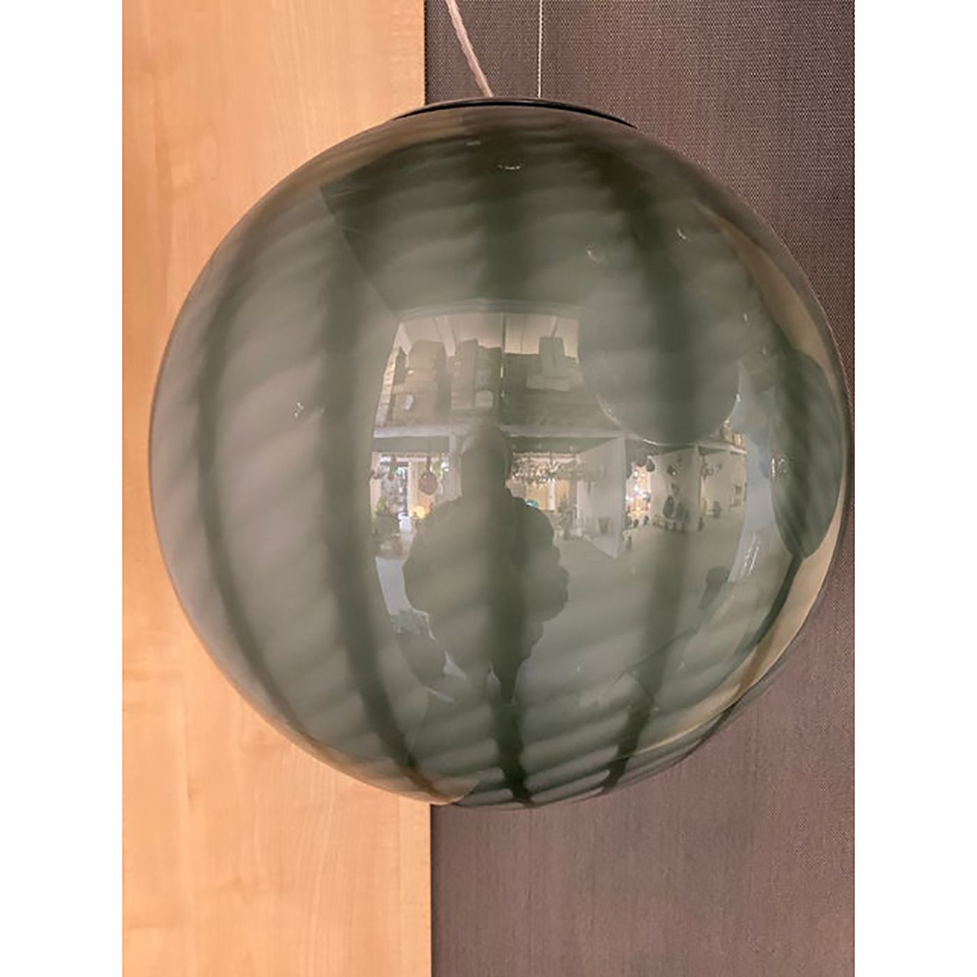 Contemporary Greenand Milky White Spider Sphere Pendant In Murano Glass photo buy