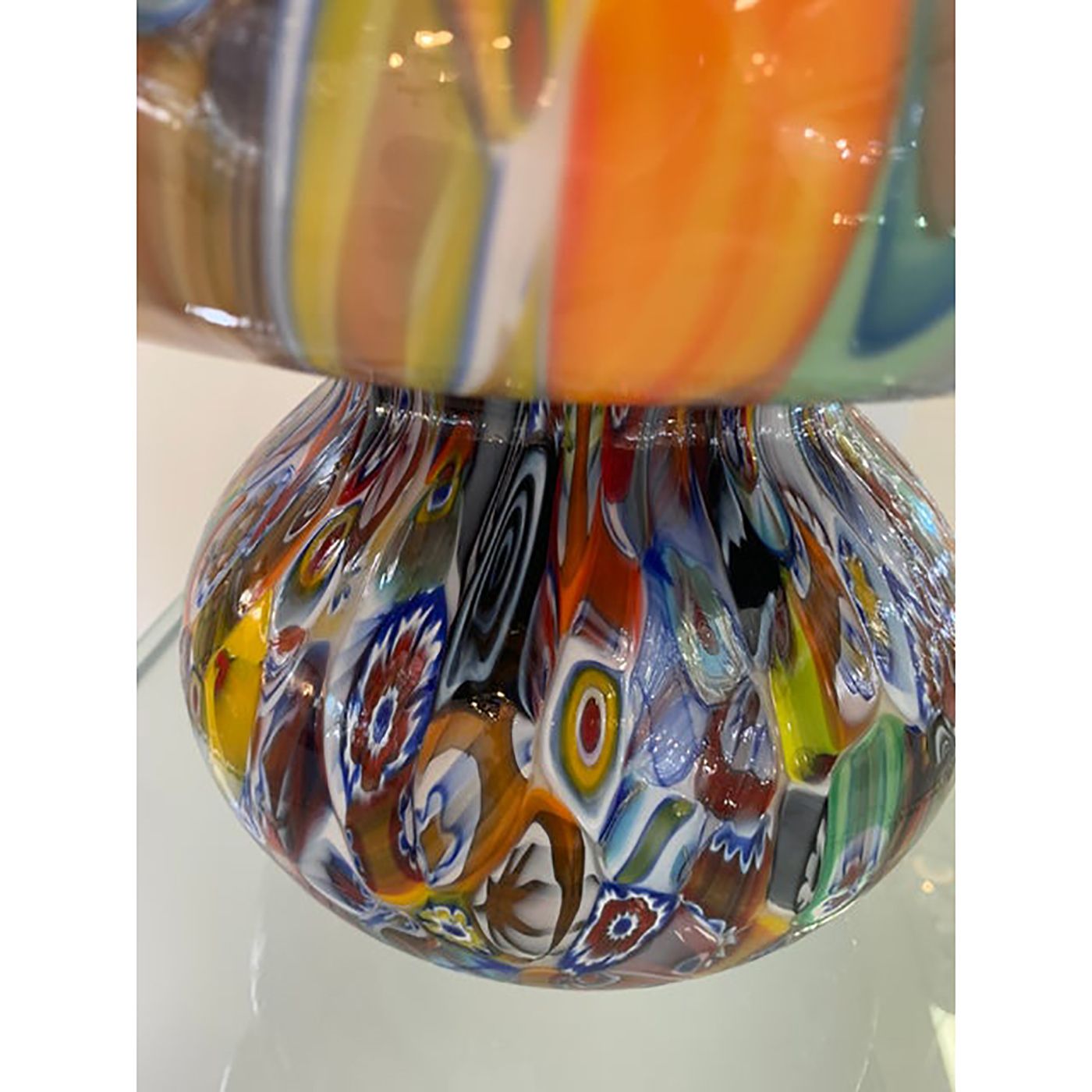 Contemporary Venetian Multicolored Millefiori Murrine "Fungo" Table Lamp In Murano Glass photo vintage